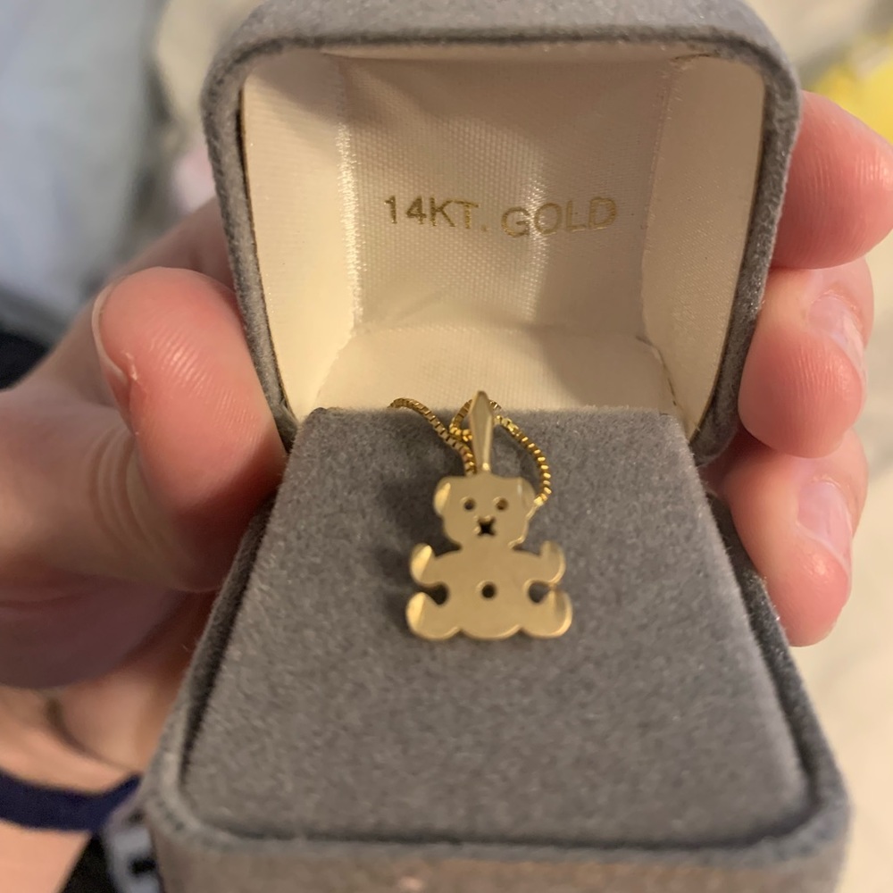 14k gold teddy bear necklace